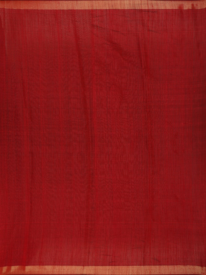 Red and Golden Beige Geometric Pattern Woven Tussar Silk Saree - Diadem