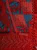 Red and Teal Abstract Printed Chiffon Saree with Stone Embellished Border