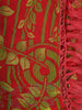 Red and Yellow Leaf Printed Design Chiffon Saree with Stone Embellished Border