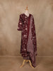 Reddish-Brown Floral Printed Cotton Salwar Suit with Dupatta