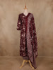 Reddish-Brown Floral Printed Cotton Salwar Suit with Dupatta