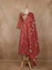 Reddish-Pink Floral Printed Cotton Salwar Suit with Dupatta