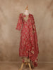 Reddish-Pink Floral Printed Cotton Salwar Suit with Dupatta