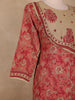 Reddish-Pink Floral Printed Cotton Salwar Suit with Dupatta