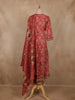 Reddish-Pink Floral Printed Cotton Salwar Suit with Dupatta