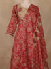 Reddish-Pink Floral Printed Cotton Salwar Suit with Dupatta