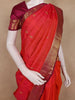 Reddish Orange Butta Woven Kanchipuram Silk Saree