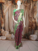Regal Magenta Paisley and Floral Zari Woven Design Pure Kanchipuram Silk Bridal Saree with Contrast Mint Green Zari Border