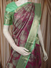 Regal Magenta Paisley and Floral Zari Woven Design Pure Kanchipuram Silk Bridal Saree with Contrast Mint Green Zari Border