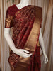 Regal Maroon Floral Zari Woven Design Pure Kanchipuram Silk Bridal Wear Saree with Matching Grand Gold Zari Border