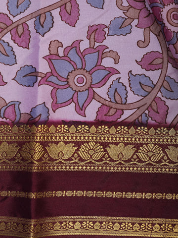 Regal Pink Floral Printed Semi Tussar Silk Saree - Diadem