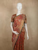 Regal Vermilion Red Floral Gold Zari Woven Design Pure Kanchipuram Silk Saree with Ornamental Brocade Border