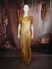 Rich Antique Gold Zari Woven Design Pure Kanchipuram Silk Saree with Textured Border