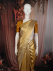 Rich Antique Gold Zari Woven Design Pure Kanchipuram Silk Saree with Textured Border