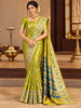 Rich Antique Olive Green Floral Butta Zari Woven Design Semi Tissue Banarasi Fancy Saree with Stone Work Border