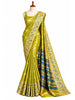 Rich Antique Olive Green Floral Butta Zari Woven Design Semi Tissue Banarasi Fancy Saree with Stone Work Border