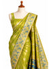 Rich Antique Olive Green Floral Butta Zari Woven Design Semi Tissue Banarasi Fancy Saree with Stone Work Border