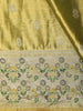Rich Antique Olive Green  Floral Butta Zari Woven Design Tissue Organza Fancy Saree with Stone Work Border