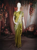 Rich Antique Olive Green  Floral Butta Zari Woven Design Tissue Organza Fancy Saree with Stone Work Border