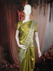Rich Antique Olive Green  Floral Butta Zari Woven Design Tissue Organza Fancy Saree with Stone Work Border