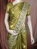 Rich Antique Olive Green  Floral Butta Zari Woven Design Tissue Organza Fancy Saree with Stone Work Border