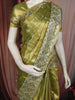 Rich Antique Olive Green  Floral Butta Zari Woven Design Tissue Organza Fancy Saree with Stone Work Border