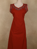Rich Brick Red Floral and Birds Embroidered Design Cotton Palazzo Suit