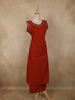 Rich Brick Red Floral and Birds Embroidered Design Cotton Palazzo Suit