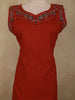 Rich Brick Red Floral and Birds Embroidered Design Cotton Palazzo Suit