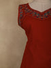 Rich Brick Red Floral and Birds Embroidered Design Cotton Palazzo Suit