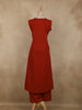 Rich Brick Red Floral and Birds Embroidered Design Cotton Palazzo Suit