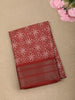 Rich Brick Red Geometric Printed Design Mixed Cotton Saree with Zari Border