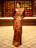 Rich Burgundy Brocade Zari Woven Design Pure Kanchipuram Silk Wedding Saree with Zari Border
