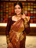 Rich Burgundy Brocade Zari Woven Design Pure Kanchipuram Silk Wedding Saree with Zari Border