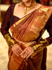 Rich Burgundy Brocade Zari Woven Design Pure Kanchipuram Silk Wedding Saree with Zari Border