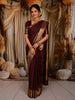 Rich Burgundy Butta Zari Woven Design Pure Kanchipuram Silk Saree with Peacock Zari Border