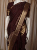 Rich Burgundy Butta Zari Woven Design Pure Kanchipuram Silk Saree with Peacock Zari Border