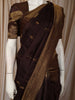 Rich Burgundy Butta Zari Woven Design Pure Kanchipuram Silk Saree with Zari Border