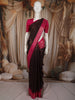 Rich Burgundy Checked Woven Design Pure Kanchipuram Silk Saree with Contrast Border