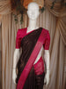 Rich Burgundy Checked Woven Design Pure Kanchipuram Silk Saree with Contrast Border