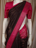 Rich Burgundy Checked Woven Design Pure Kanchipuram Silk Saree with Contrast Border
