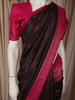 Rich Burgundy Checked Woven Design Pure Kanchipuram Silk Saree with Contrast Border