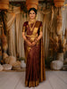 Rich Burgundy Floral Paisley Zari Woven Design Pure Kanchipuram Silk Saree with Matching Zari Border
