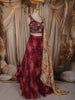 Rich Burgundy Floral Sequins Embroidered Design Crepe Lehenga with Contrast Dupatta