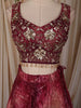 Rich Burgundy Floral Sequins Embroidered Design Crepe Lehenga with Contrast Dupatta