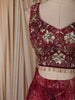 Rich Burgundy Floral Sequins Embroidered Design Crepe Lehenga with Contrast Dupatta