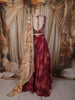 Rich Burgundy Floral Sequins Embroidered Design Crepe Lehenga with Contrast Dupatta