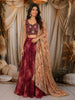 Rich Burgundy Floral Sequins Embroidered Design Crepe Lehenga with Contrast Dupatta