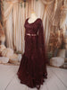 Rich Burgundy Floral Sequins and Beads Embroidered Design Net Mermaid Bridal Lehenga with Matching Dupatta