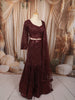 Rich Burgundy Floral Sequins and Beads Embroidered Design Net Mermaid Bridal Lehenga with Matching Dupatta